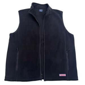 Vineyard Vines Sherpa Vest Mens XXL Black Polyester Fleece Pockets Full Zip